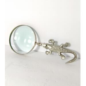 Magnifying Glass Nickle Finish Rare Collectable Alligator Crocodile Vintage Book